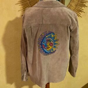 Vintage Hand painted Suede Jacket shirt S